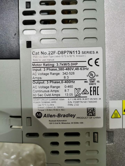 Ab Abpowerflex MAc Frequency Drive InvertersInquiry 22F-D6P0N113 Used