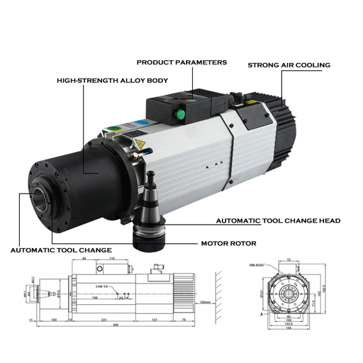 Holry Cncrouter Kw V V High Speed Rpm Rpm Iso Atc Air Cooled Spindle Motor For Cnc Engraving Machine 57HB56F2AB New