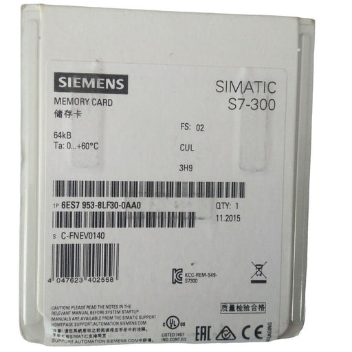 Siemens Memory Card 6ES7953-8LF30-0AA0 New