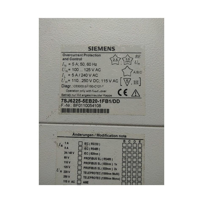Siemens 7SJ6225-5EB20-1FB1 PLC Controller Module