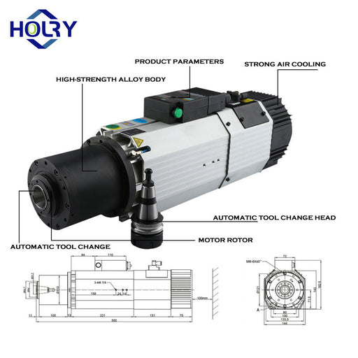 Holry Holryatc Air Cooled Iso High Speed Rpm Rpm Low Noise V V Cnc Spindle Motor For Milling Machine 86HB156 New