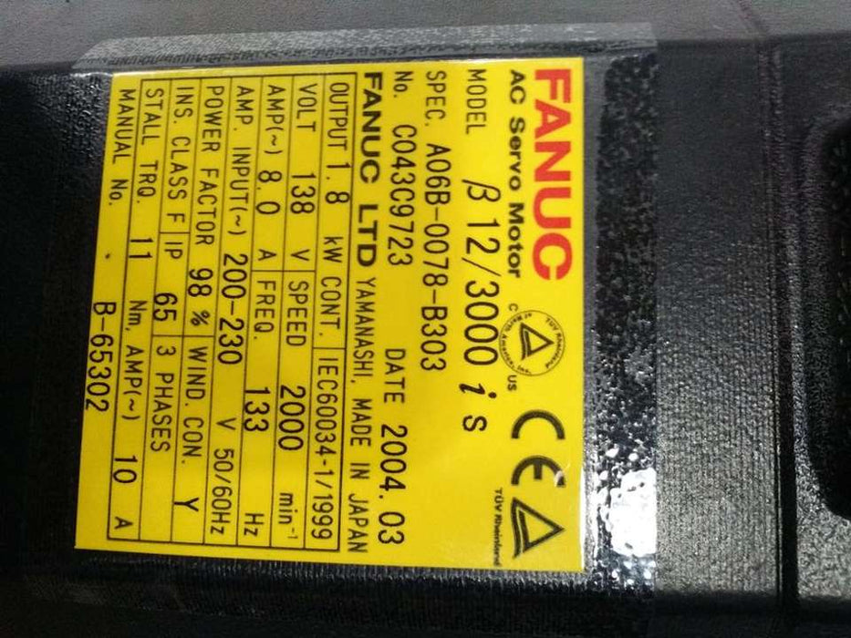 Fanuc FanucAc Servo Motor Abb A06B-0078-B303 100% Original