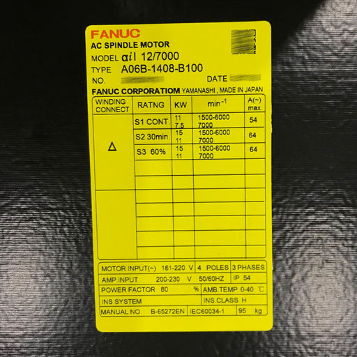 FANUC a06b-1408-b100 AC Spindle Motor