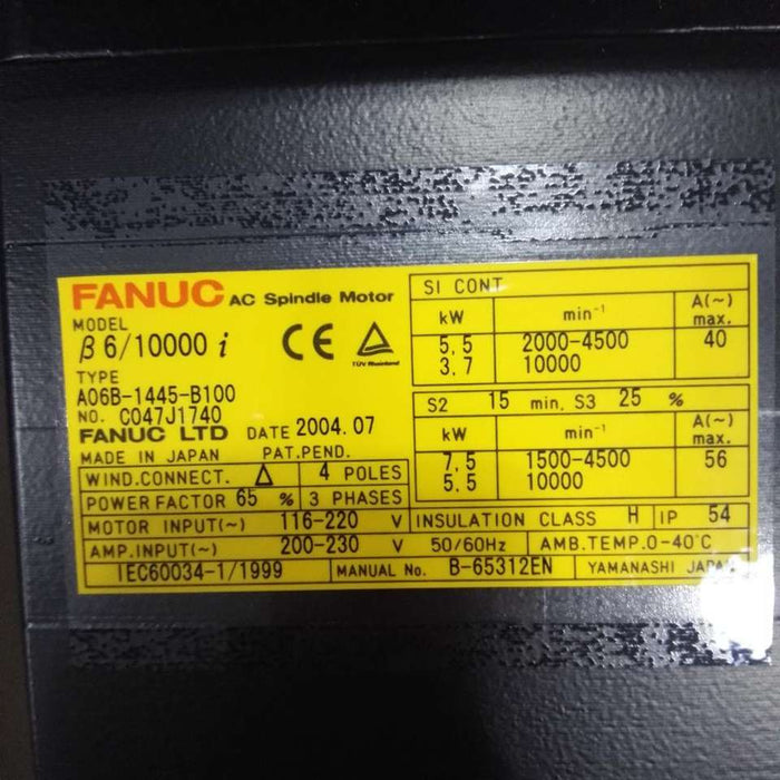 Fanuc FanucAc Servo Motor Abb A06B-1445-B100 100% Original