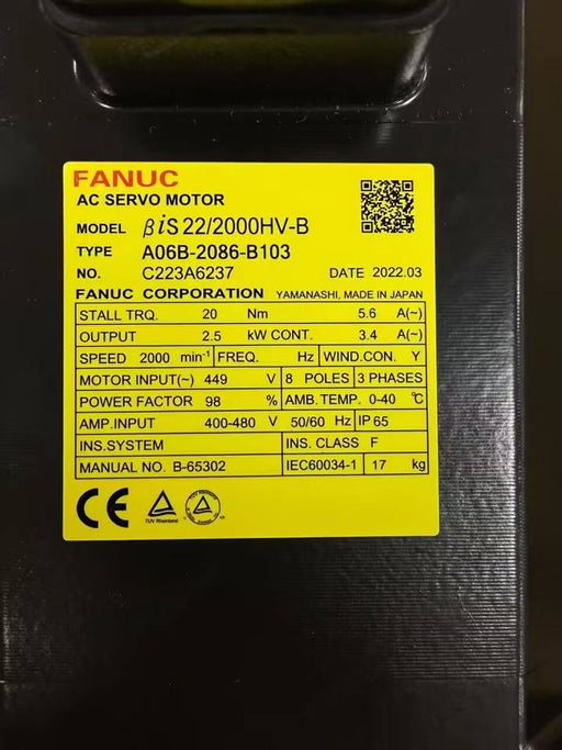 Fanuc Japan Servo Motor A06B-2086-B103 100% Original