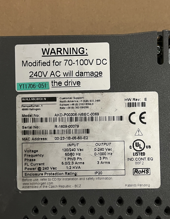 Kollmorgen Negotiateprice Br/Servo Drive AKD-P00306-NBEC-0069 AKD-P00606-NAEC-0000 100% Original/used