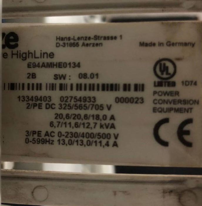 Lenze NeedinquiryLenzeServo Motor Drive Controller Amplifier E94AMHE0134 Used