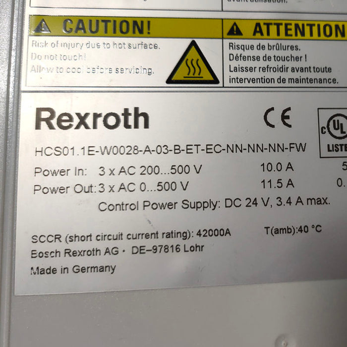 Rexroth Servo Drive Amplifier HCS01.1E-W0028-A-03-B-ET-EC-NN-NN-NN-FW USED & NEW