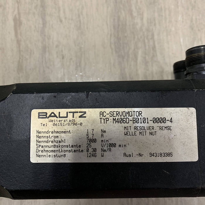 Bautz InstockElectric Ac Servo Motor M4060-B0101-0000-4 Used