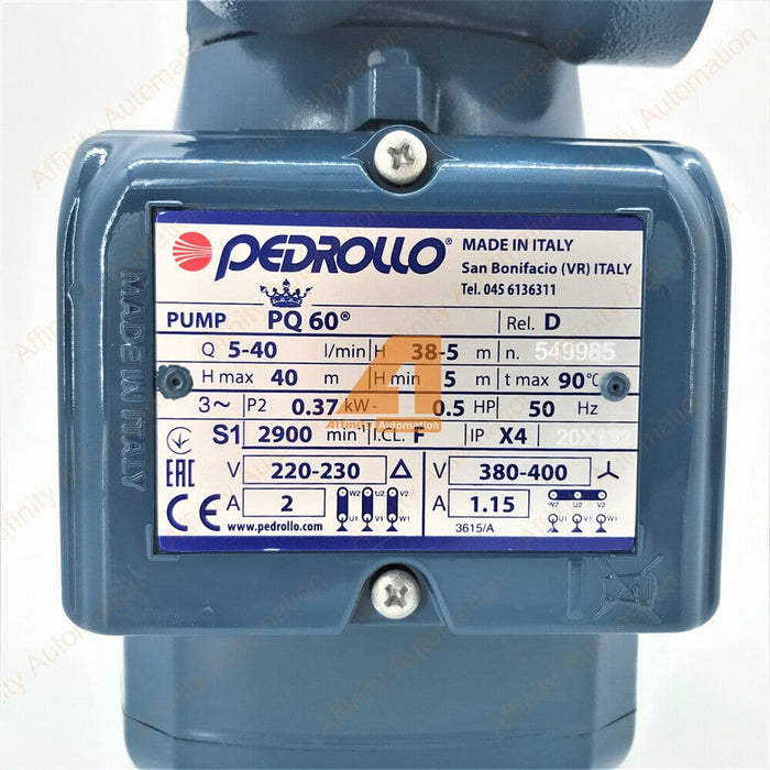 PEDROLLO Pump PQ60 0.5HP Electric Peripheral Water Pump